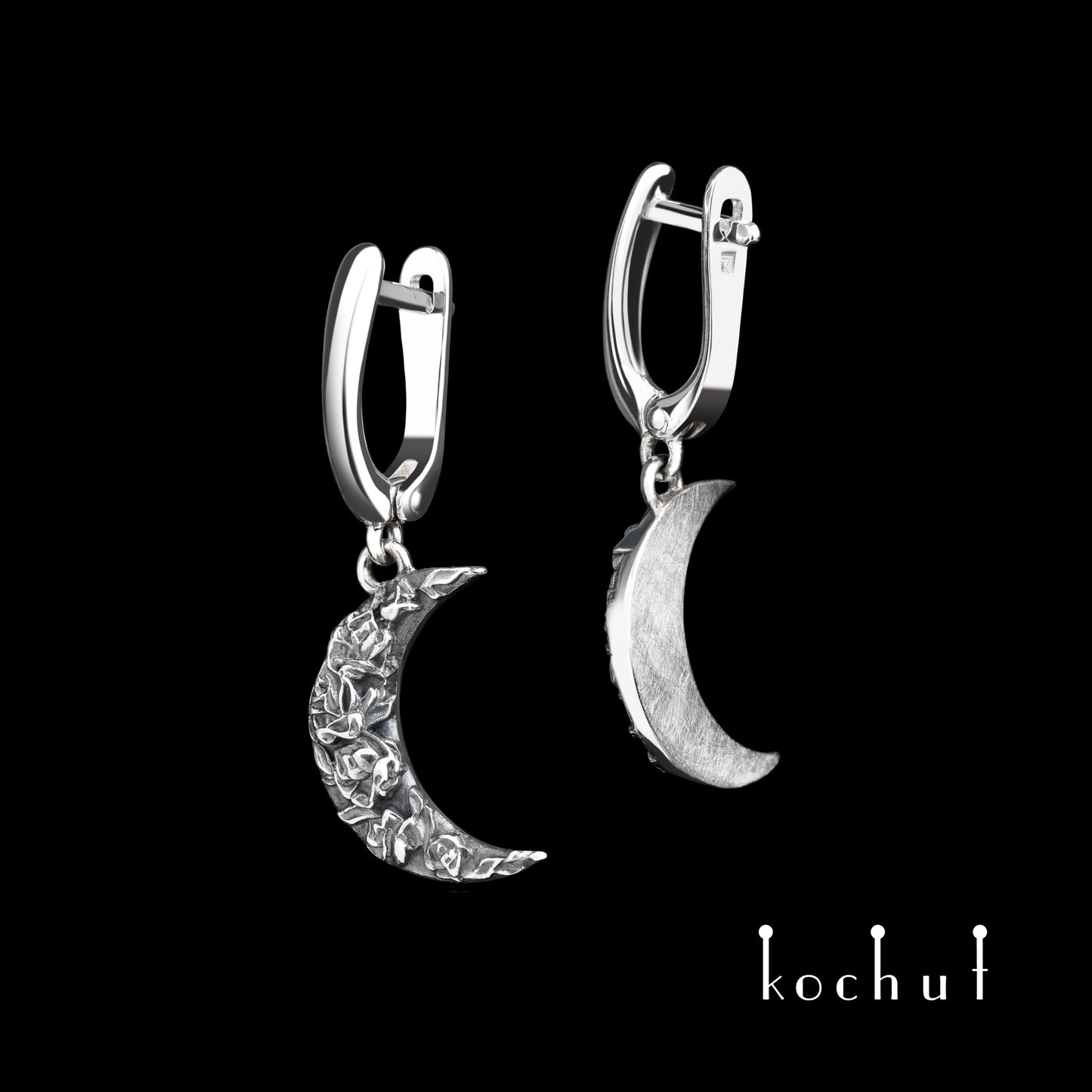 Rose Night — Ohrringe aus oxidiertem Silber