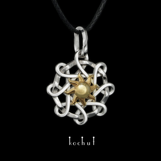 Surya — Anhänger aus Weißgold, überzogen mit Goldplattierung und Weißrhodium
