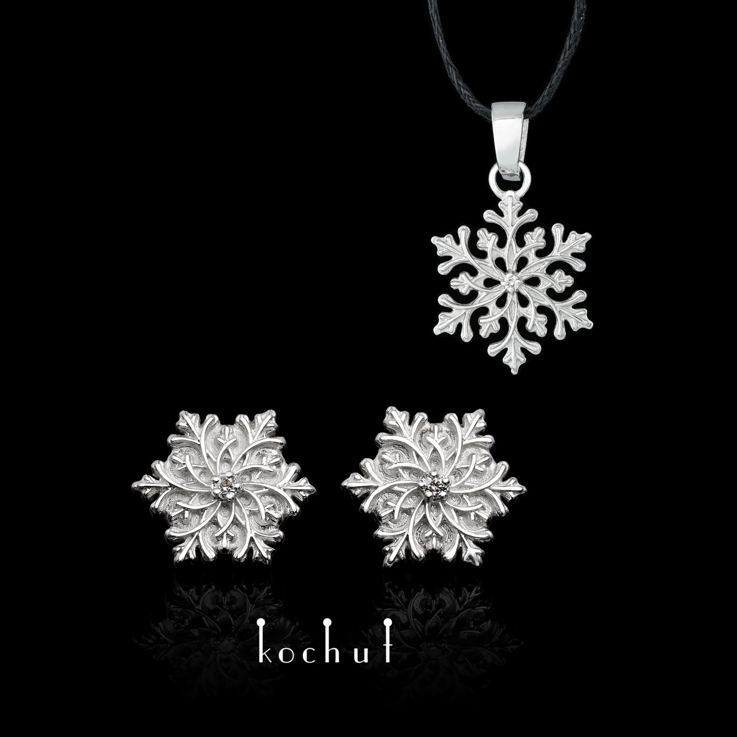 Gerda's Touch — Silberschmuckset mit Diamanten, platiert mit weißem Rhodium