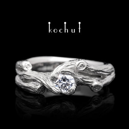Zweig — Platin-Verlobungsring mit Diamant
