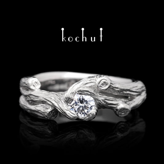 Zweig — Platin-Verlobungsring mit Diamant