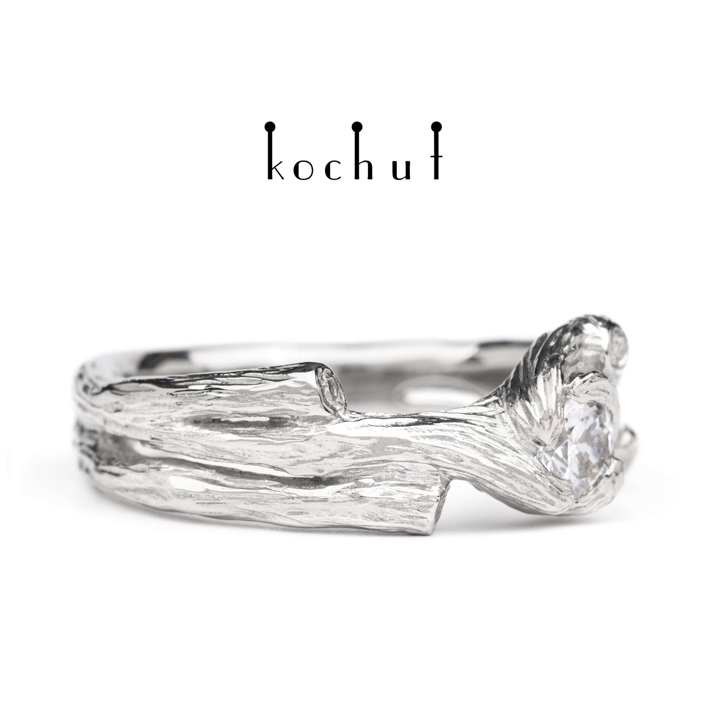 Zweig — Platin-Verlobungsring mit Diamant