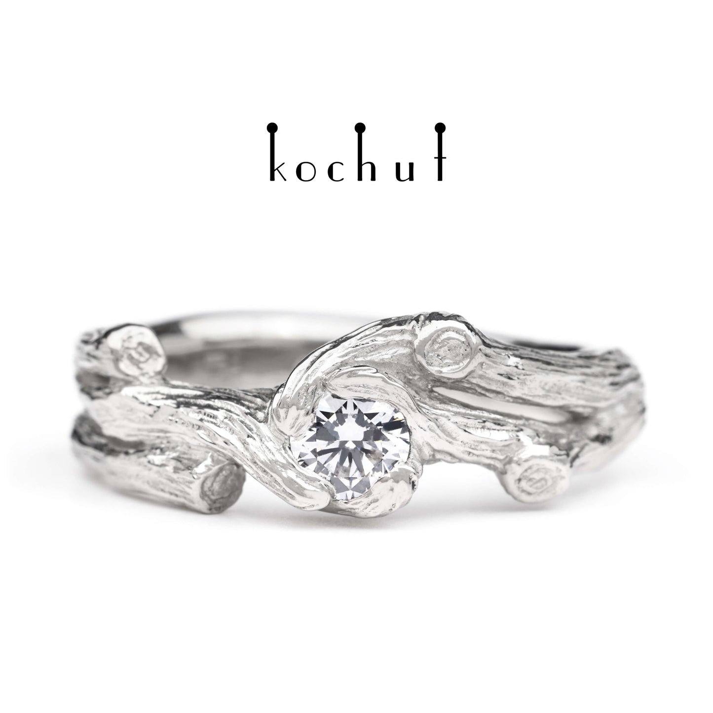 Zweig — Platin-Verlobungsring mit Diamant