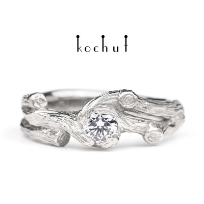 Zweig — Platin-Verlobungsring mit Diamant