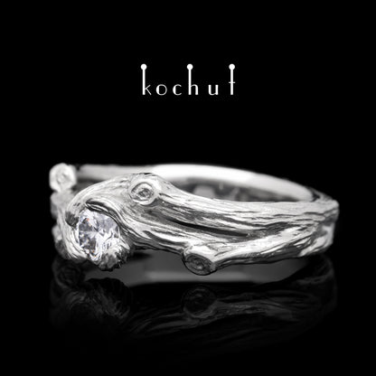 Zweig — Platin-Verlobungsring mit Diamant