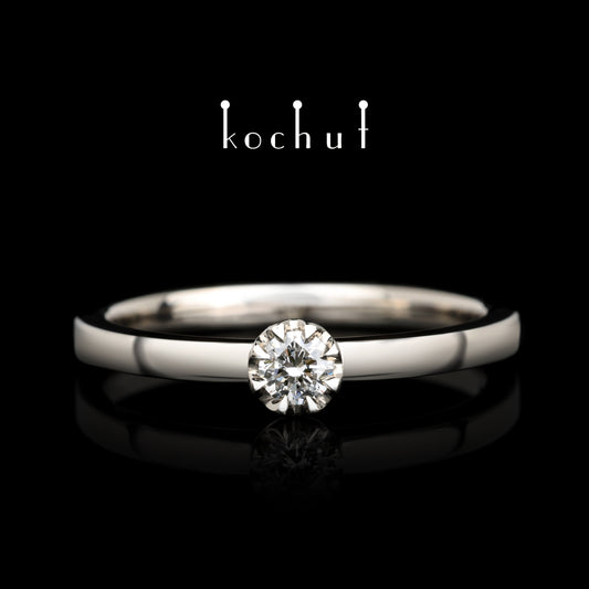 Höhepunkte der Liebe — Verlobungsring aus Palladium-Gold mit Diamant