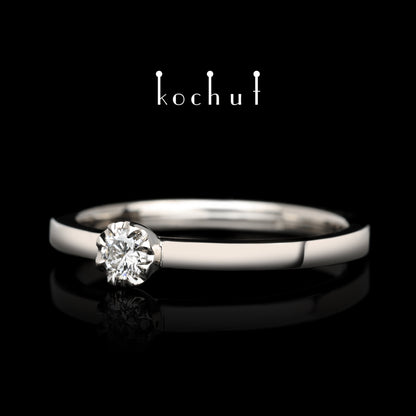 Höhepunkte der Liebe — Verlobungsring aus Palladium-Gold mit Diamant