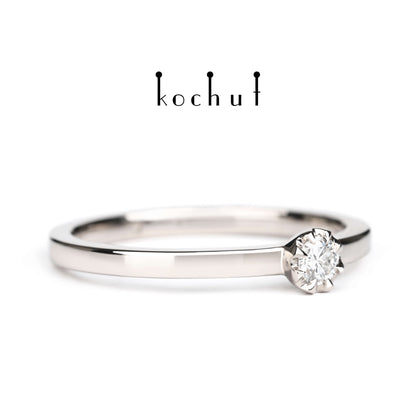 Höhepunkte der Liebe — Verlobungsring aus Palladium-Gold mit Diamant