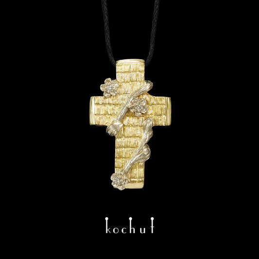 Revival — Kreuz aus Gelb- und Weißgold mit Diamanten