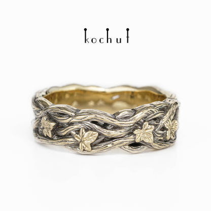 Morning Glory — Ring aus Gelbgold, beschichtet mit schwarzem Rhodium