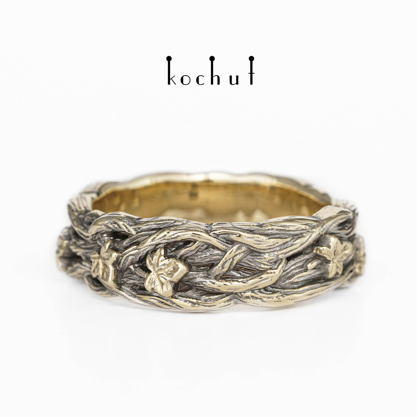 Morning Glory — Ring aus Gelbgold, beschichtet mit schwarzem Rhodium