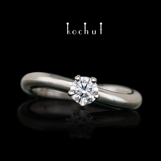Infinity — Verlobungsring aus Palladium, 18 Karat Gold mit Diamant