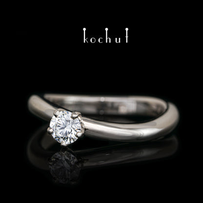 Infinity — Verlobungsring aus Palladium, 18 Karat Gold mit Diamant