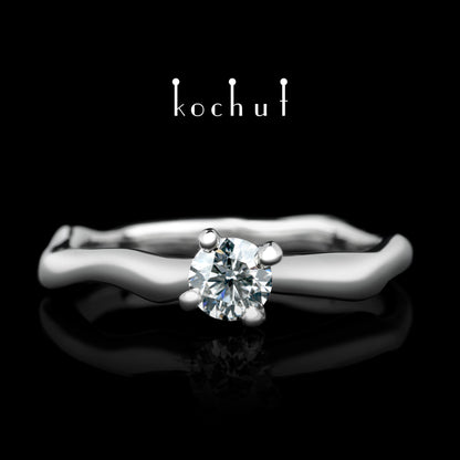 Sanfte Umarmungen — Platin-Verlobungsdiamant-Ring