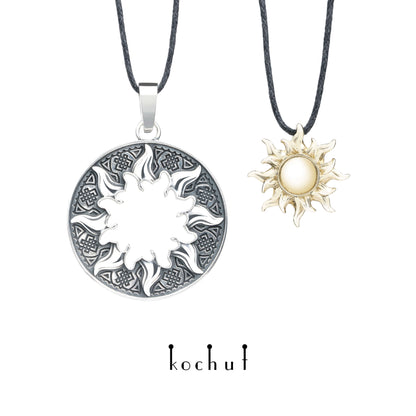 Mein Sonnenschein — Doppelanhänger aus oxidiertem Silber und Gelbgold