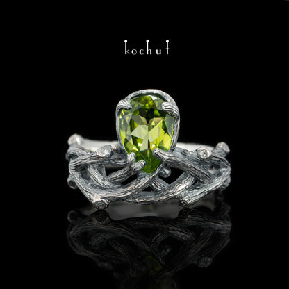 Galadriel — Set aus oxidiertem Silber mit Chrysolithen