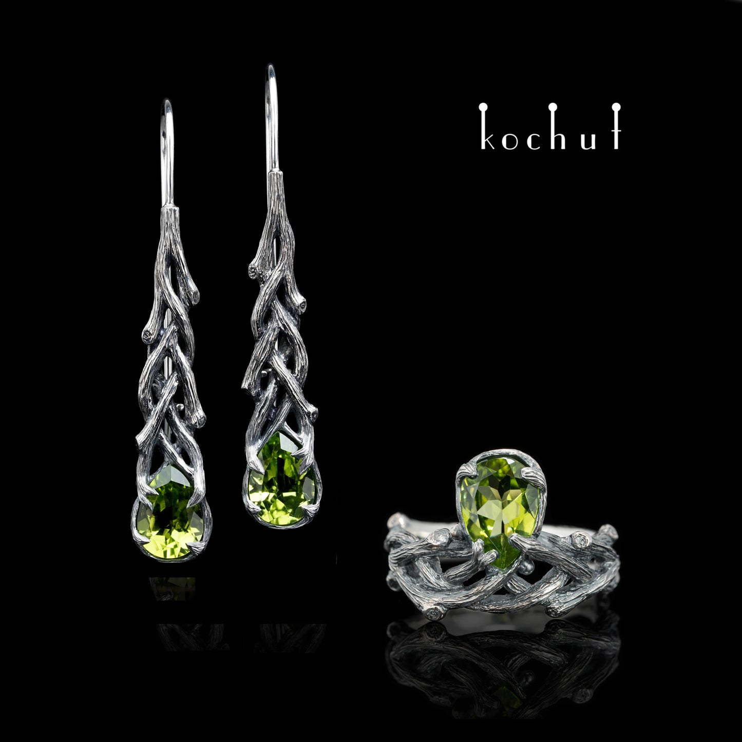 Galadriel — Set aus oxidiertem Silber mit Chrysolithen