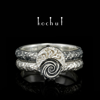 Himmlisches Feuer — Ring aus oxidiertem Silber
