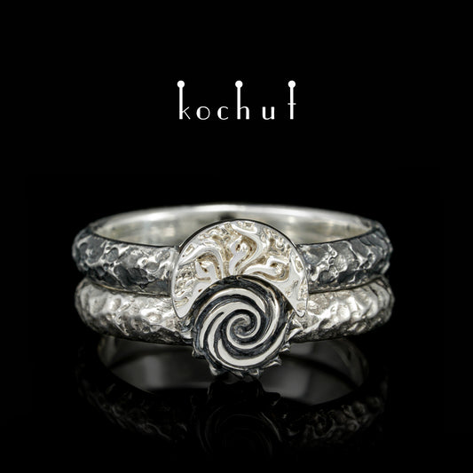 Himmlisches Feuer — Ring aus oxidiertem Silber