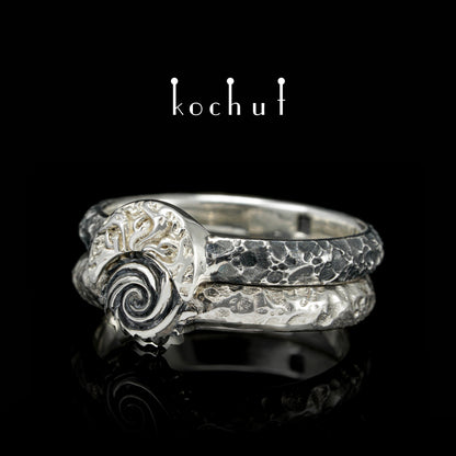 Himmlisches Feuer — Ring aus oxidiertem Silber