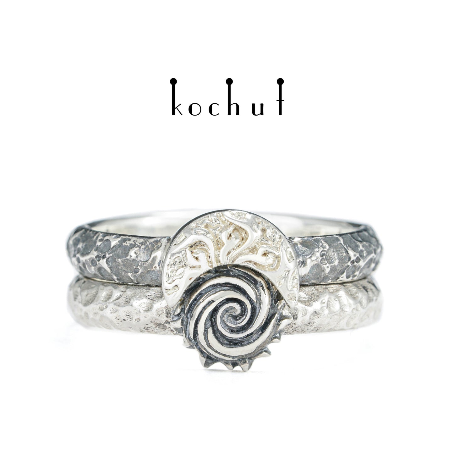 Himmlisches Feuer — Ring aus oxidiertem Silber