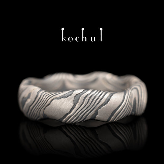 Waves — Mokume-Ehering aus Palladium-Gold sowie geätztem und oxidiertem Silber