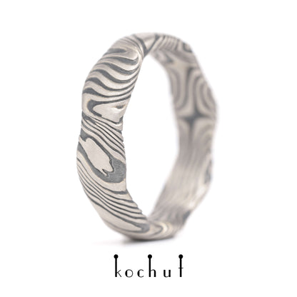 Waves — Mokume-Ehering aus Palladium-Gold sowie geätztem und oxidiertem Silber