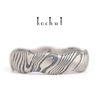 Waves — Mokume-Ehering aus Palladium-Gold sowie geätztem und oxidiertem Silber