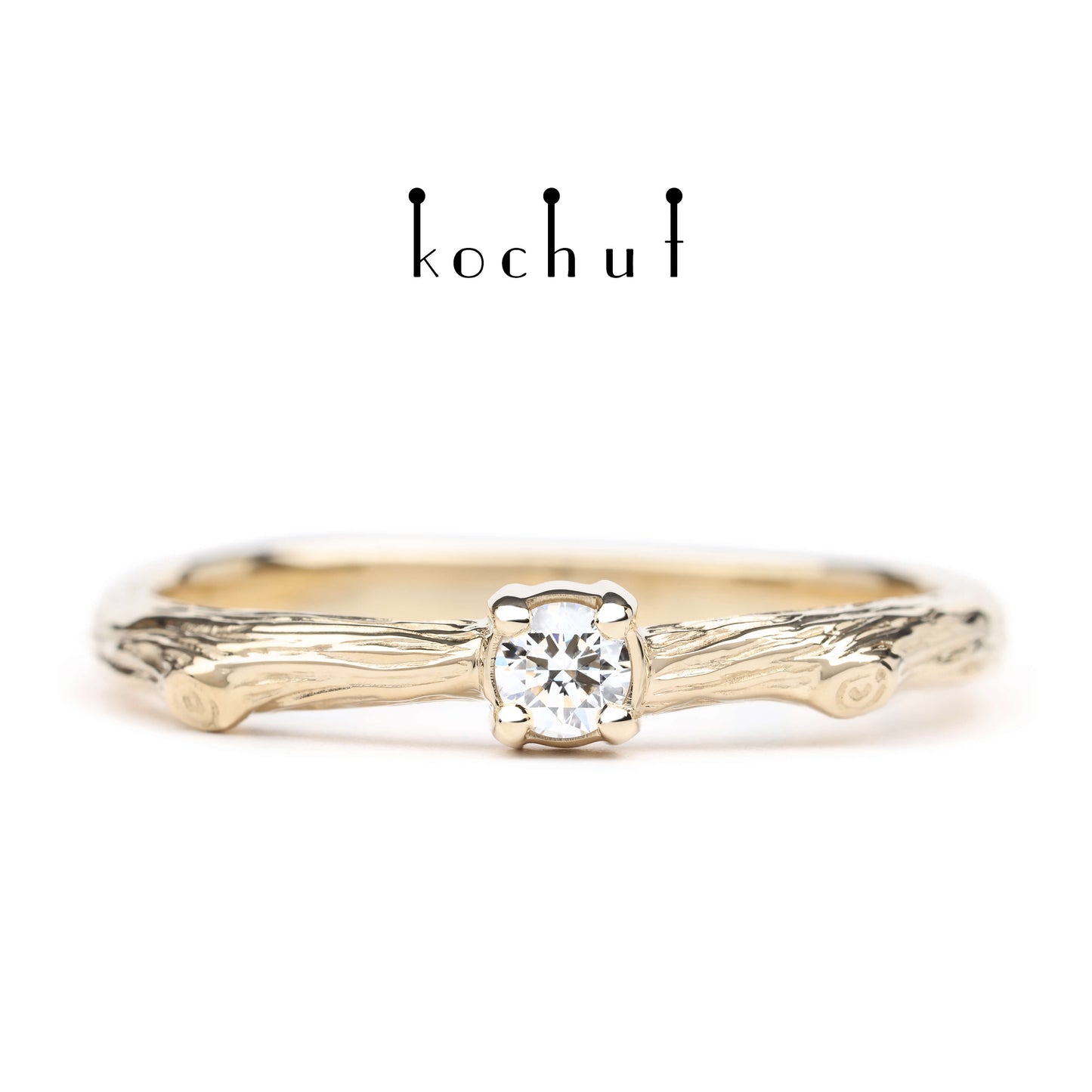 Zartes Zweig — Rotgold-Verlobungsring mit Diamant