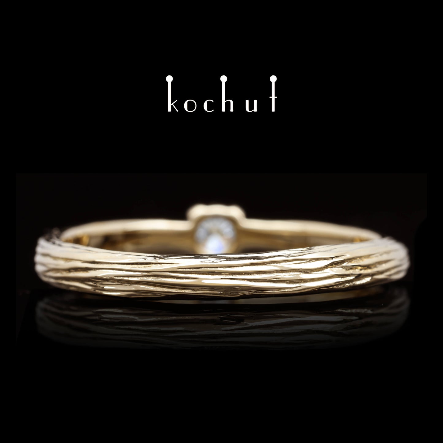 Zartes Zweig — Rotgold-Verlobungsring mit Diamant