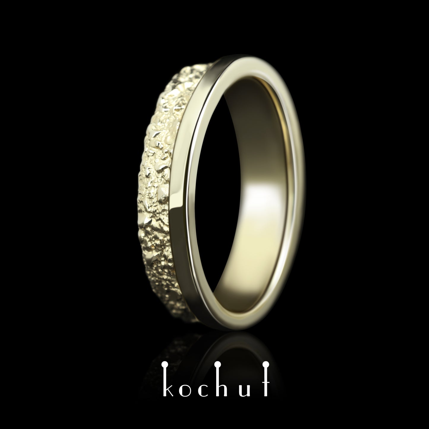 Freude und Traurigkeit: Hälften — Ehering aus Gelbgold