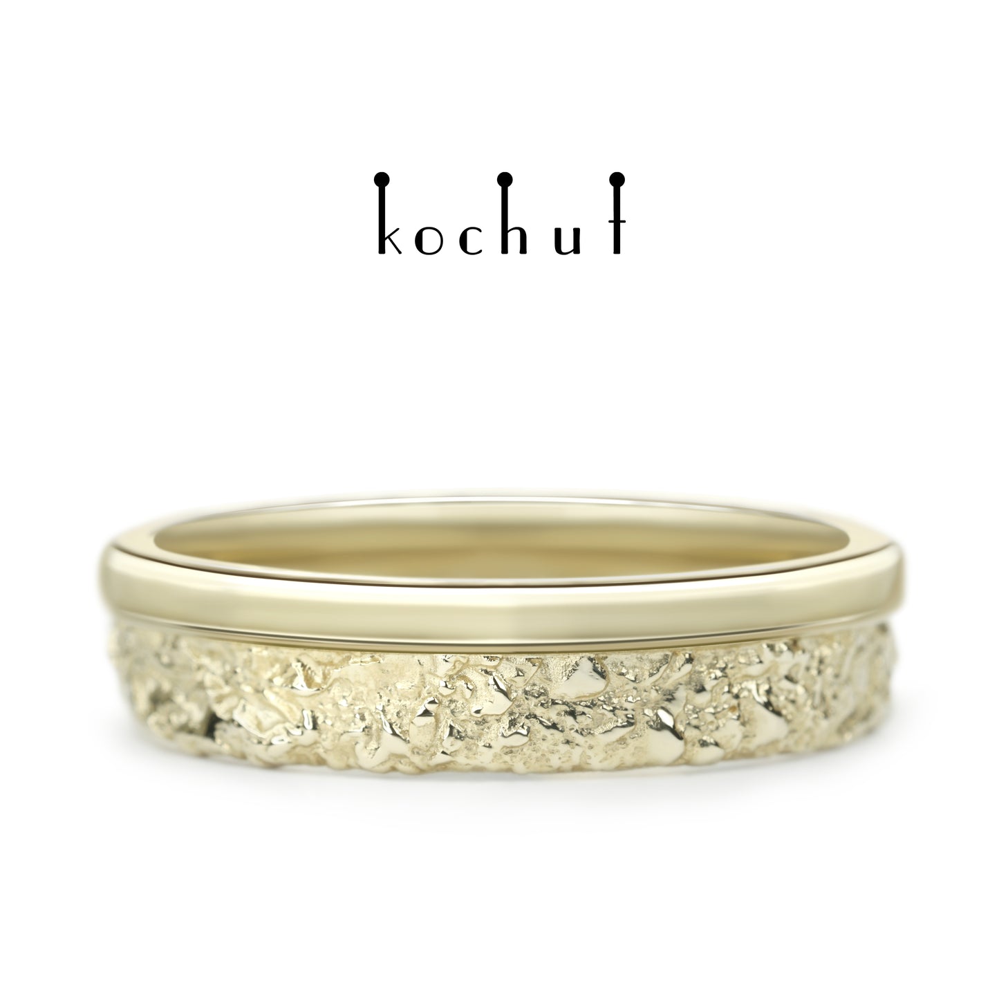 Freude und Traurigkeit: Hälften — Ehering aus Gelbgold