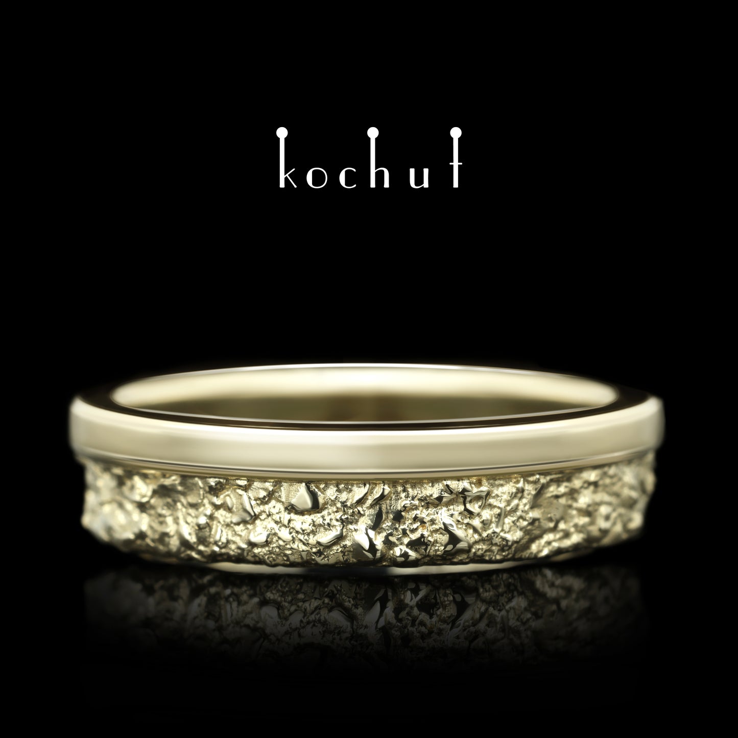 Freude und Traurigkeit: Hälften — Ehering aus Gelbgold