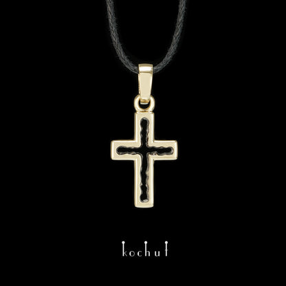 Wissensraum — Gelbgoldkreuz mit schwarzem Rhodium beschichtet