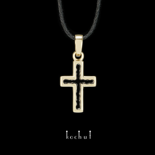 Wissensraum — Gelbgoldkreuz mit schwarzem Rhodium beschichtet