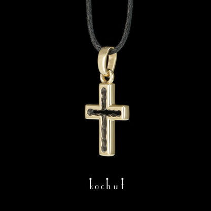 Wissensraum — Gelbgoldkreuz mit schwarzem Rhodium beschichtet
