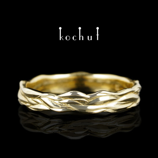 Wellen der Liebe — Gelbgold-Ehering