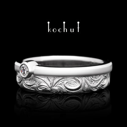 In Freude und Leid: Halbe — Platin-Ehering mit Diamant