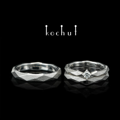 König und Königin — Schmuckset aus Weißgold mit Diamanten, beschichtet mit weißem Rhodium
