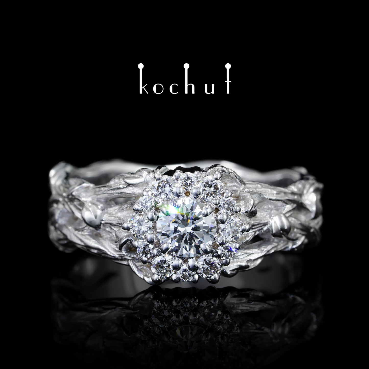 Magie der Inspiration — Ring aus Weißgold mit Diamanten, beschichtet mit weißem Rhodium