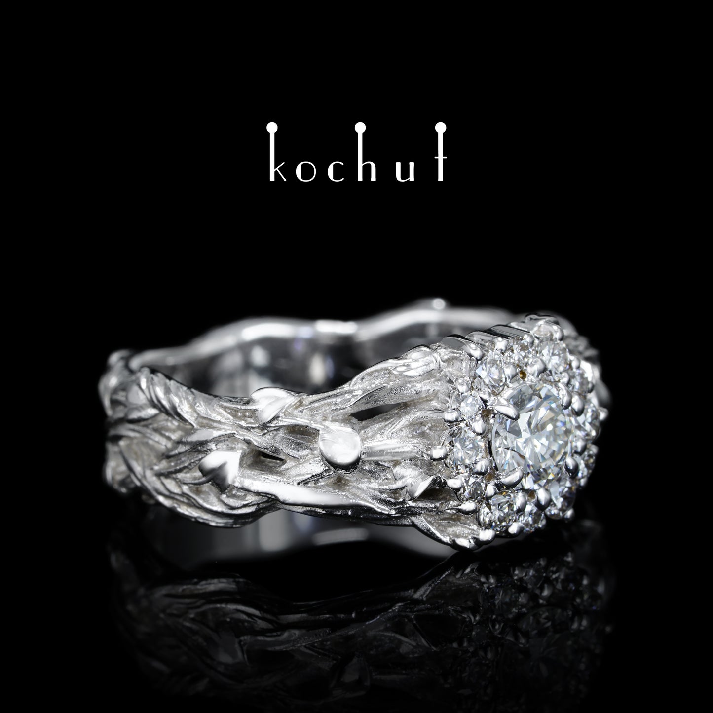 Magie der Inspiration — Ring aus Weißgold mit Diamanten, beschichtet mit weißem Rhodium
