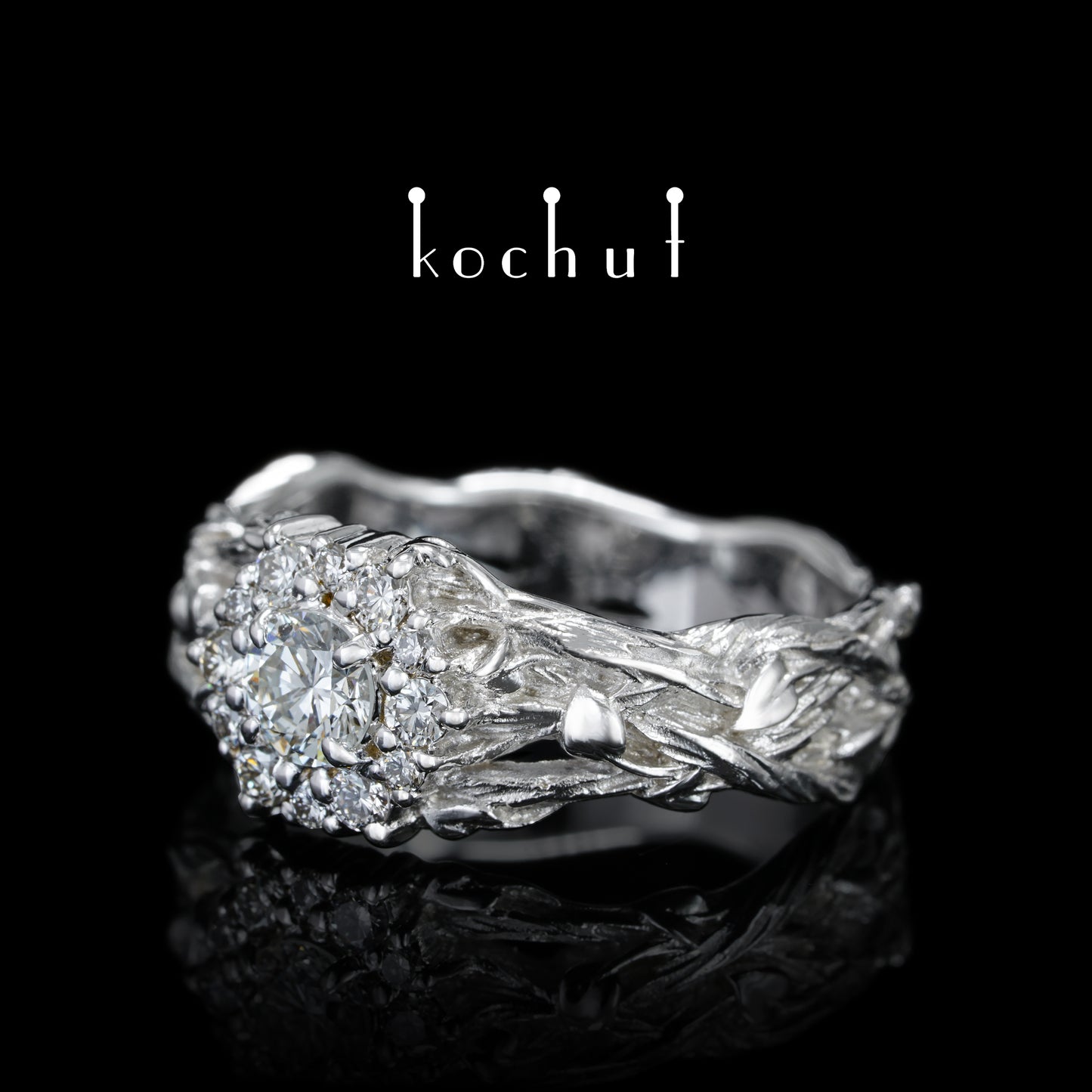 Magie der Inspiration — Ring aus Weißgold mit Diamanten, beschichtet mit weißem Rhodium