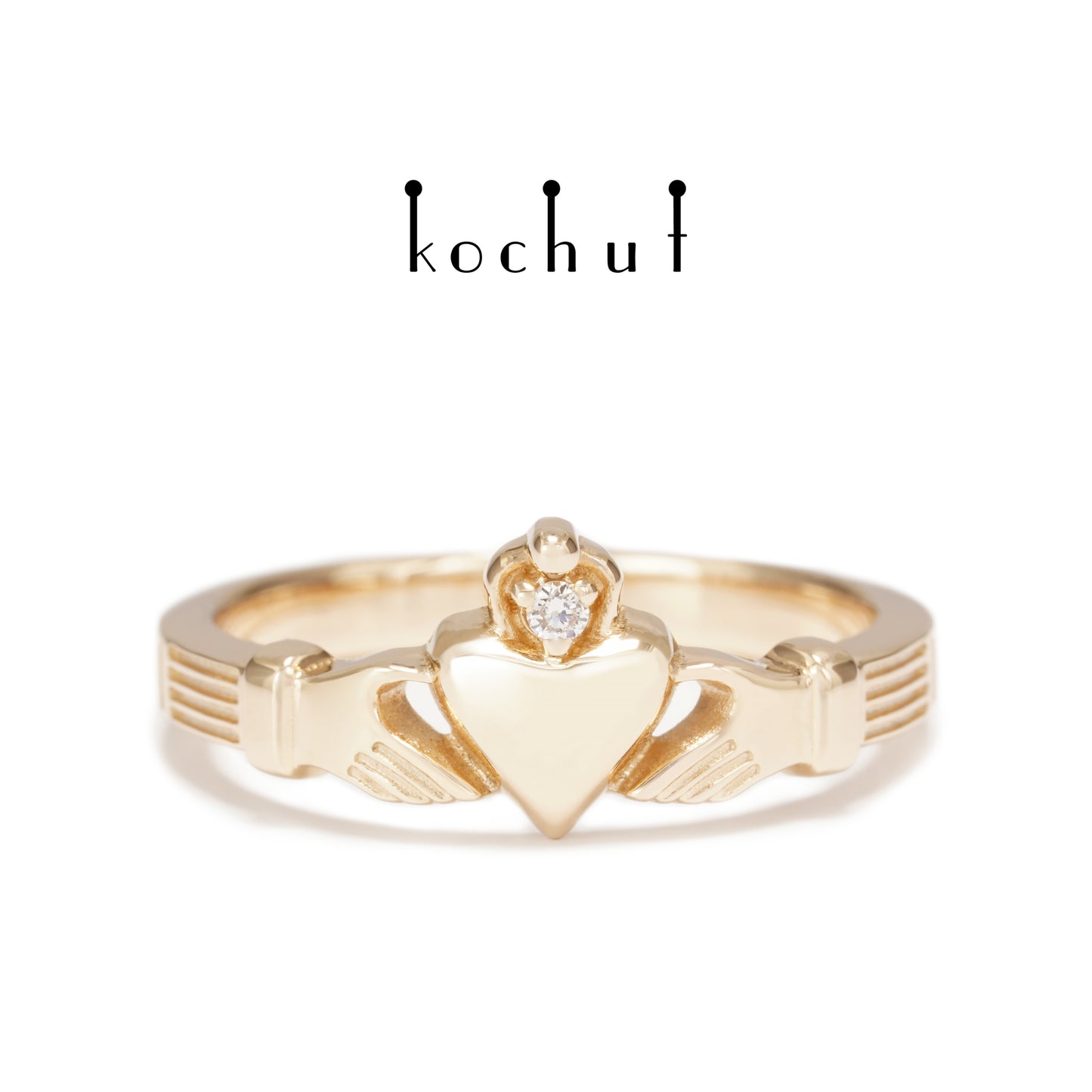 Claddagh — Ring aus Rotgold mit Diamant