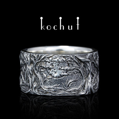 Wolf-Zartheit — Ring aus Silber und Gelbgold, überzogen mit schwarzem Rhodium