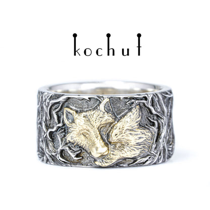 Wolf-Zartheit — Ring aus Silber und Gelbgold, überzogen mit schwarzem Rhodium
