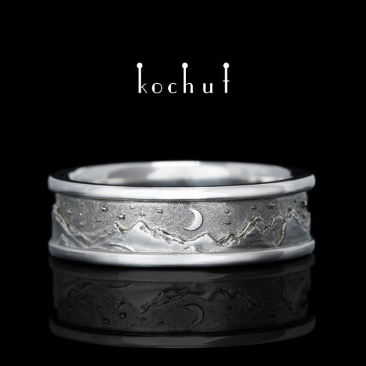 Höhen der Liebe: Sonne und Mond — Silberhochzeit, überzogen mit weißem Rhodium
