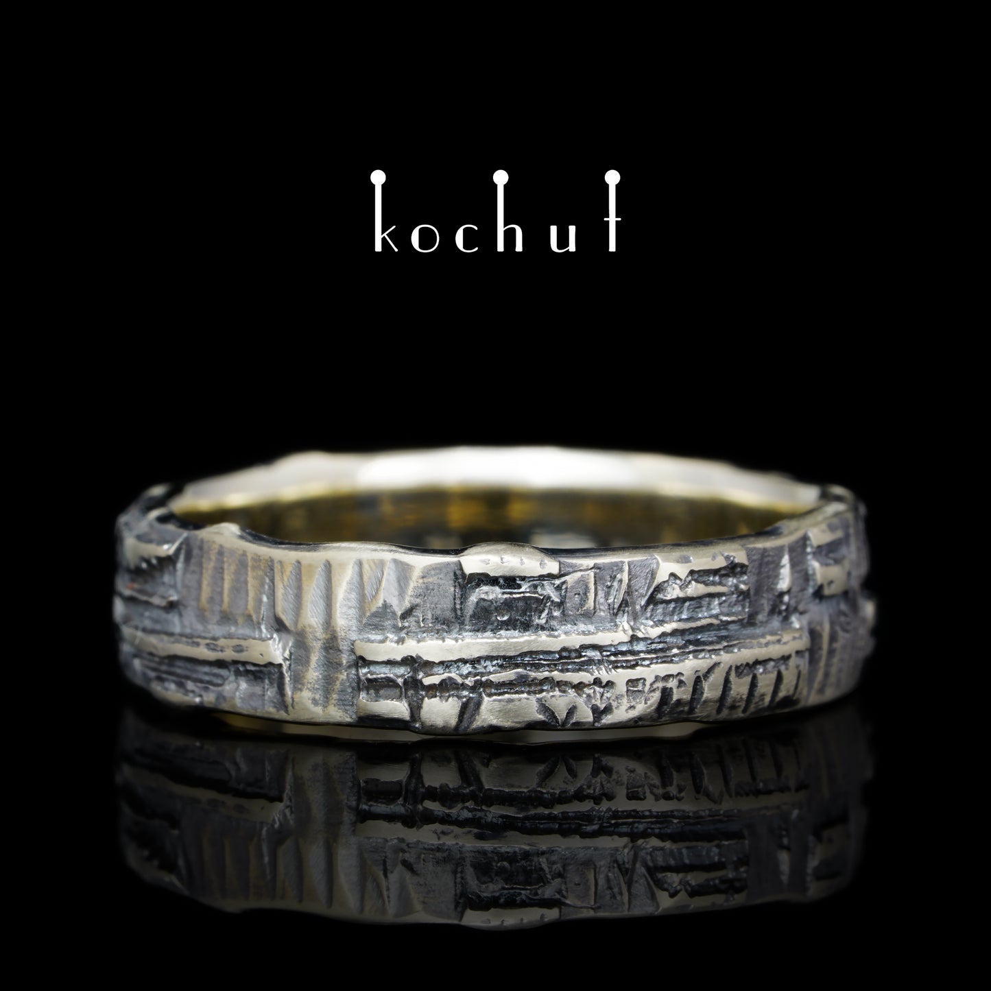 Liebe Code — Ehering aus Weißgold mit schwarzem Rhodium