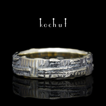 Liebe Code — Ehering aus Weißgold mit schwarzem Rhodium