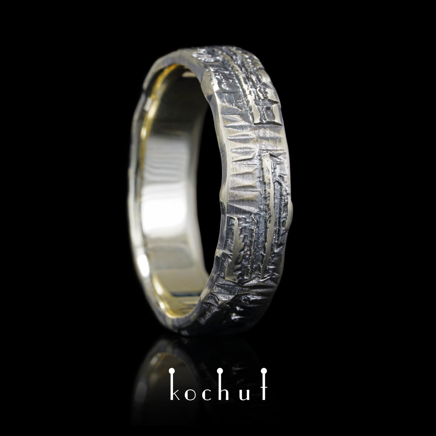 Liebe Code — Ehering aus Weißgold mit schwarzem Rhodium