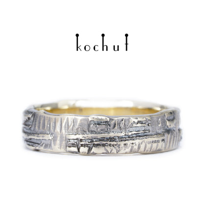 Liebe Code — Ehering aus Weißgold mit schwarzem Rhodium